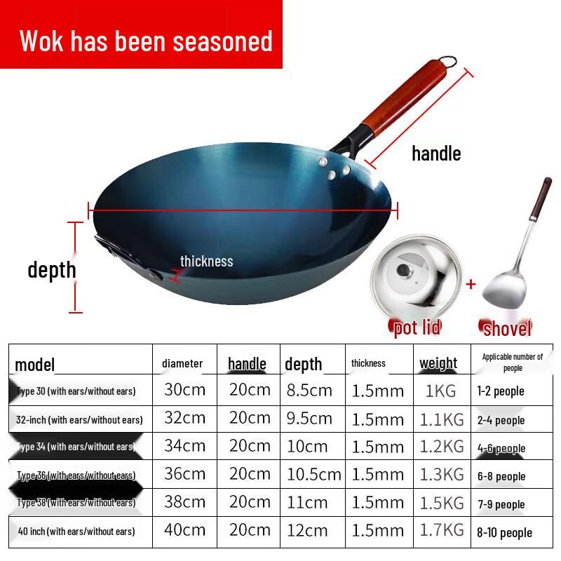 Balde Seasoned Wrought Iron Round Bottom Wok