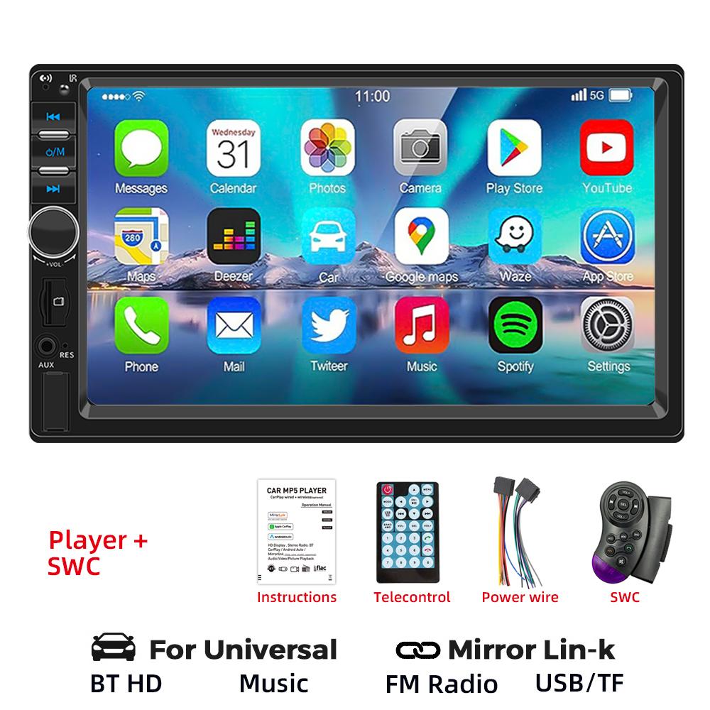 HIPPBQCC Car Radio 2Din 7 Inch Multimedia MP5 Steres Player Car Bluetooth Audio USB TF FM Mirror Link With Rear Camera Universal