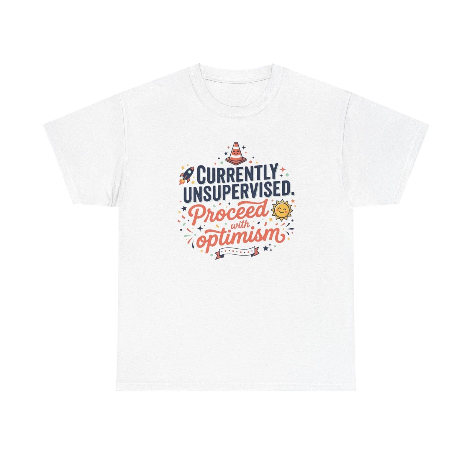 Currently Unsupervised Proceed Optimism T shirt | Cute Sunshine Rocket Design 2XL