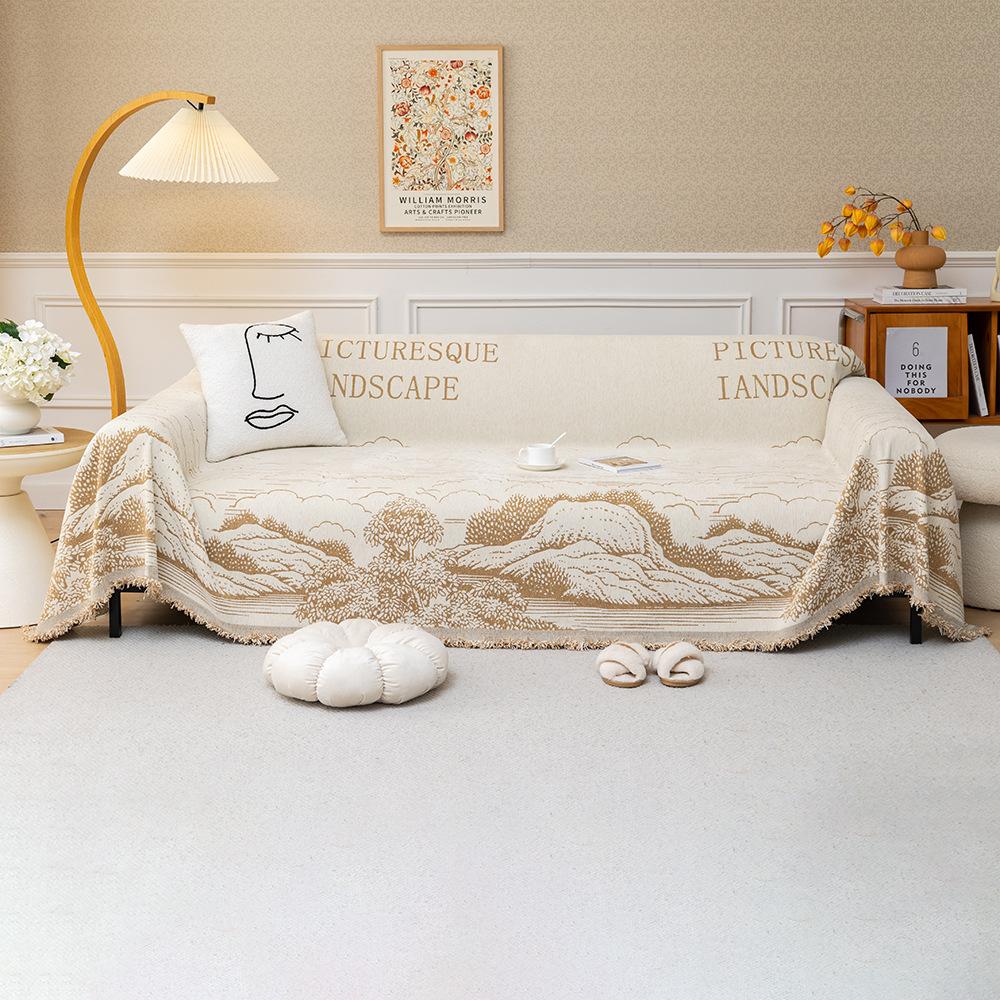 Зимнее утолщенное плюшевое полотенце для дивана Mountain Running Water Full Cover Fabric — фото 3