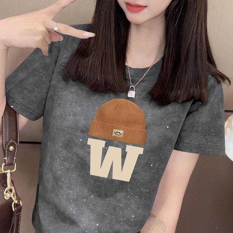 

Женская футболка с коротким рукавом и принтом из пайеток, приталенная, высококачественный летний модный топ 3XL (72.5-80kg)