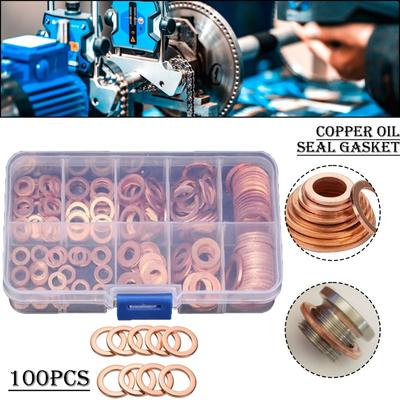 Juego de 100 juntas planas de cobre macizo para arandelas de motor de coche