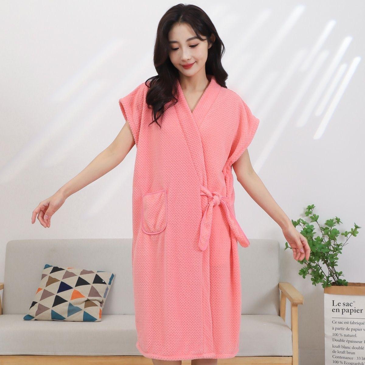 

Большие банные полотенца для тела Коралловые бархатные банные полотенца женские носимые быстросохнущие пляжные спа халаты банная юбка short sleeve