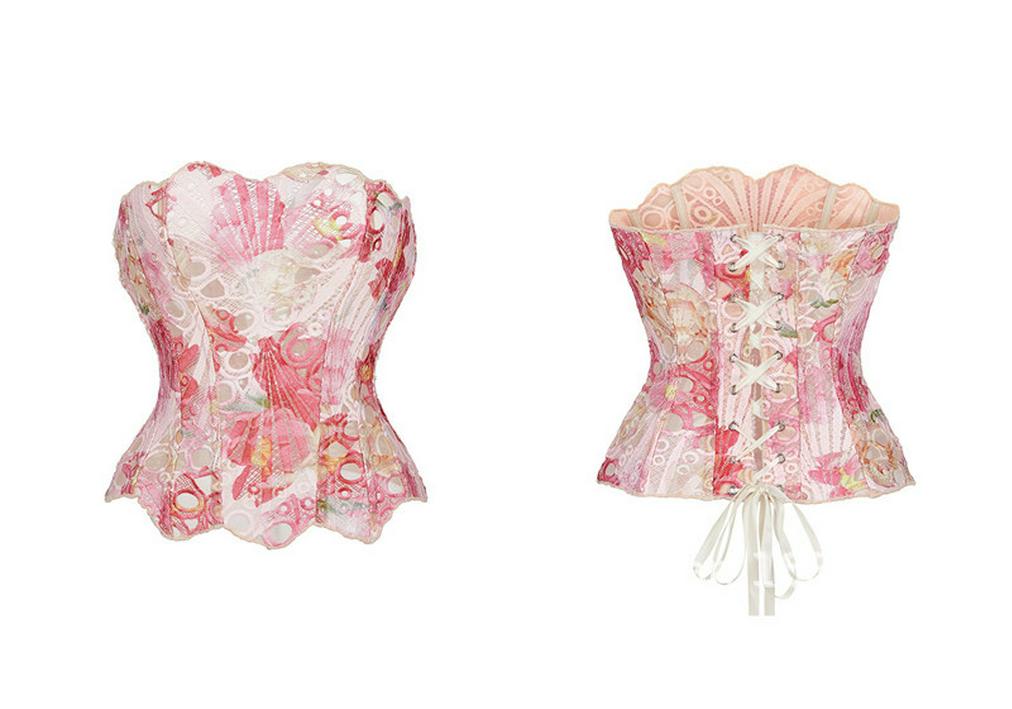 Flower Fairy Bestseller: Irregular Lace Mesh Double Layer Fishbone Court Corset