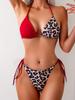 European and American Split Bikini Set - Leopard Print Color Block Women's Swimwear