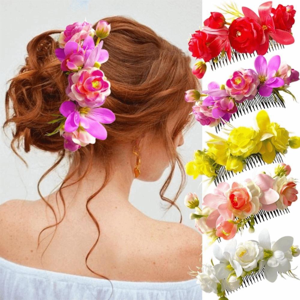 Sweet Flower Hair Comb Bohemian Thai Hair Accessories Side Clip Thailand Flower Hairpin Girls