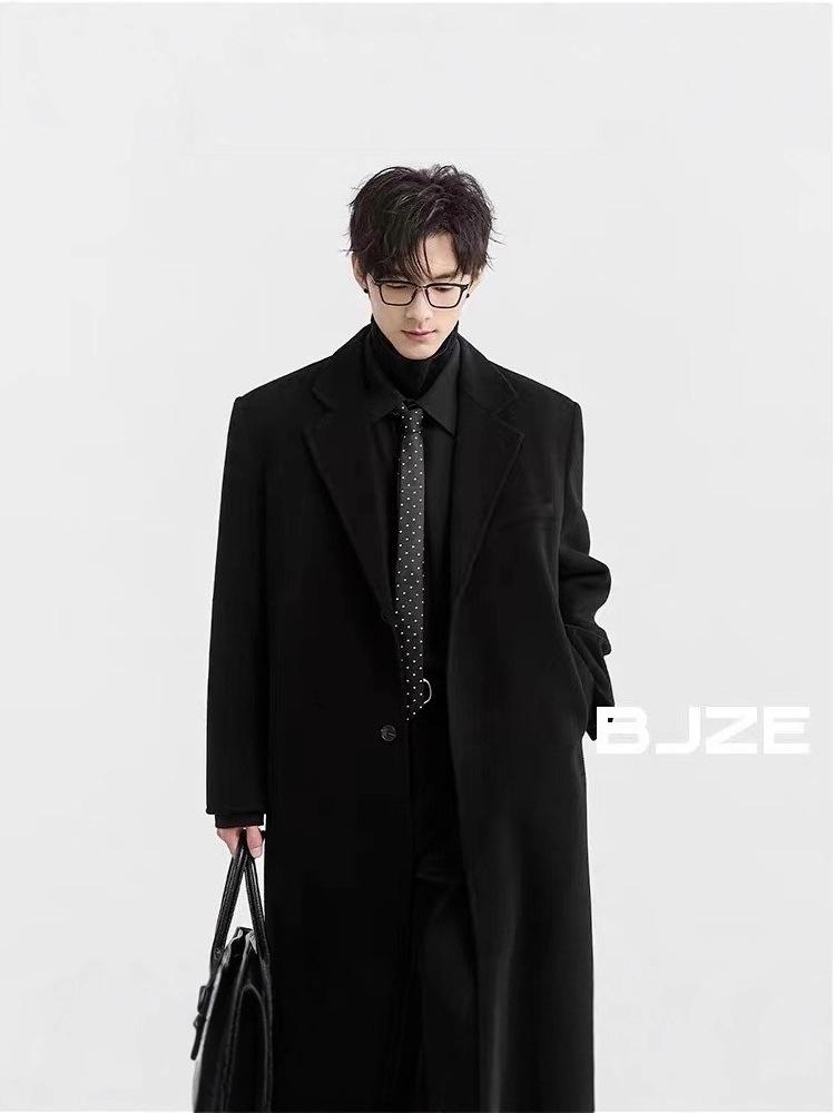 Men's Trendy British Mid-Length Woolen Coat