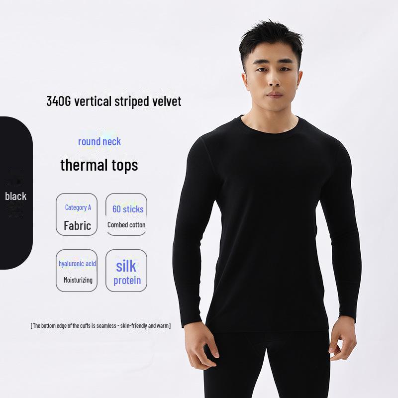 Herren Deutscher Samt Thermo Unterwäsche Set - Nahtlos, Antibakteriell, Übergröße für Herbst/Winter