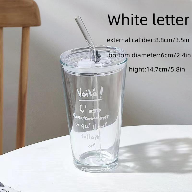 High Quality Coffee Cute Cup Glass Cups for Tea with Lids and Straw High-color Value Large-capacity Ins Water Cup