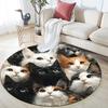 Curious Cat Round Area Rug,Carpet Rug for Living Room Bedroom Sofa Playroom Decor,Non-slip Floor Mat