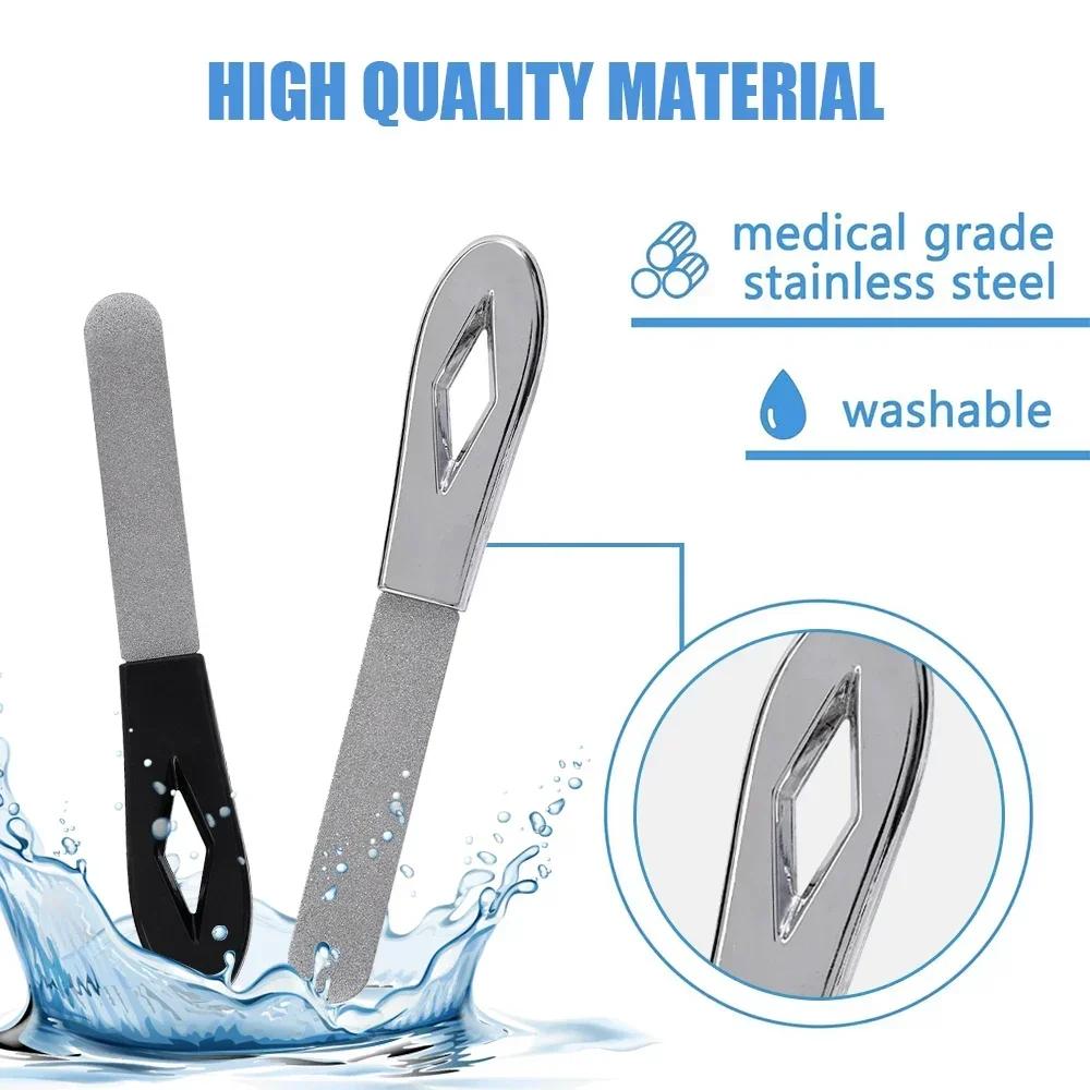 Professional Nail File Double Sided 2PCS Stainless Steel High Quality Pedicure Metal File Polish Remover Buffer Finger Toe Tools