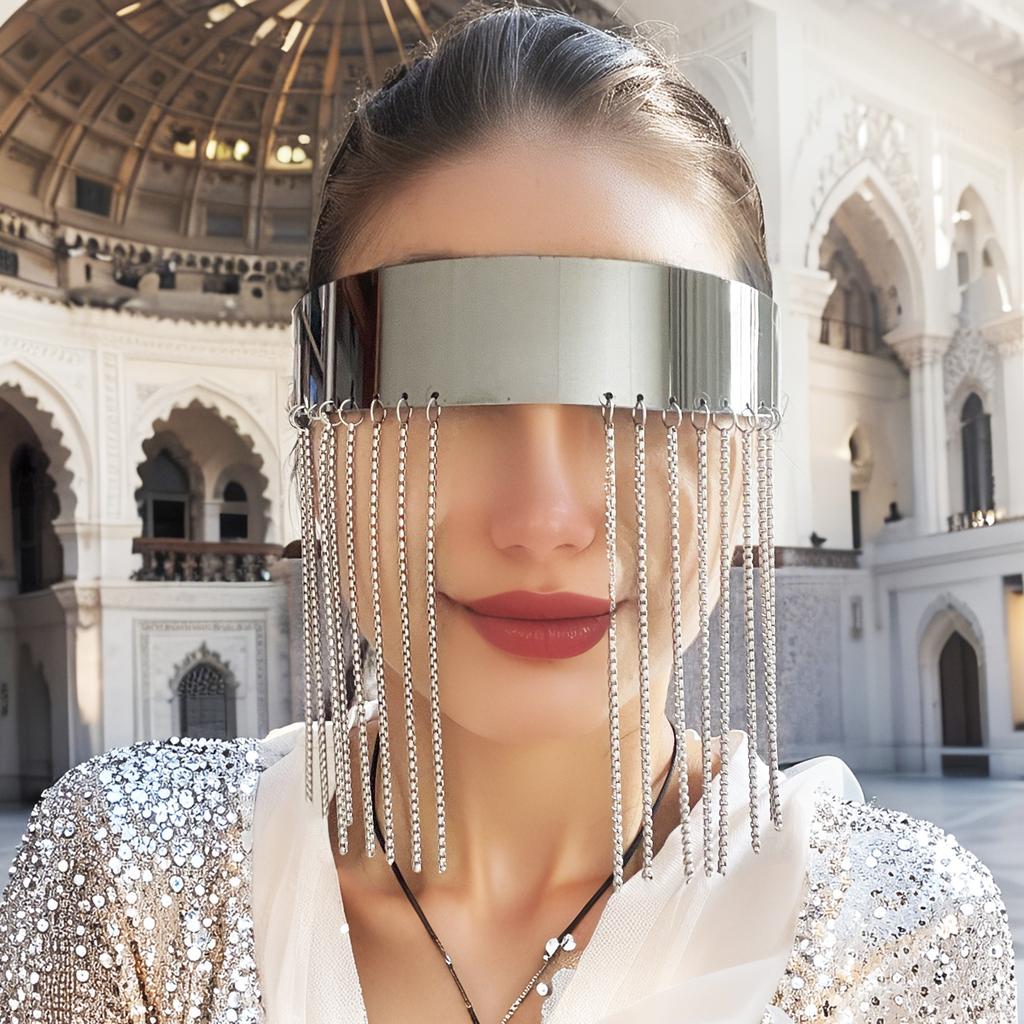 New Future Glasses, Punk Chain Mask, Party Borderless Sunglasses, Fashion DIY Fashion
