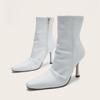 Women Ankle Boots Pu Solid Color Pointed Toe Stiletto Side Zipper Simple Fashion Street Everyday Sexy Elegant Women Shoes Kc061