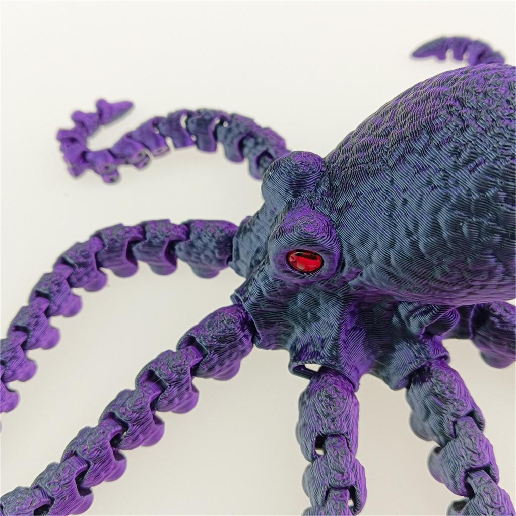 3D Printed Kraken Toy Multi-color Sample With Simulated Eyes, Movable Joints, Gradient Luminous
