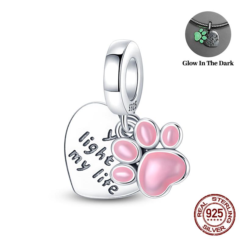 100 % 925 Sterling Silber Teetasse Musik Katze Rosa Katzenpfote Charms Perlen Fit 925 Original Armband Fein DIY Niedlich Schmuck Geschenk