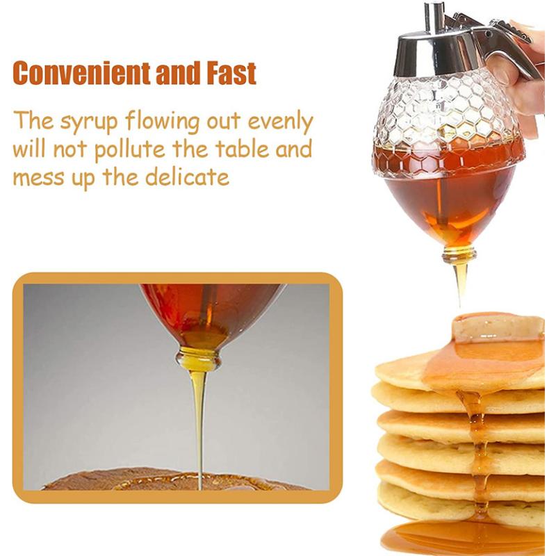 Neuer Saft Sirup Becher Biene Tropf Spender Kanne Küchenzubehör Honigglas Behälter Aufbewahrungstopf Ständer Halter Quetschflasche