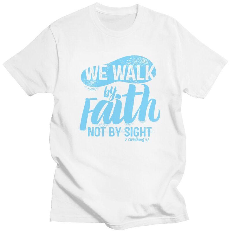 Custom Vintage Walk By Faith Not By Sight T Shirts Men Tshirt Casual Tee Tops Pure Cotton Oversized Tshirts Gift