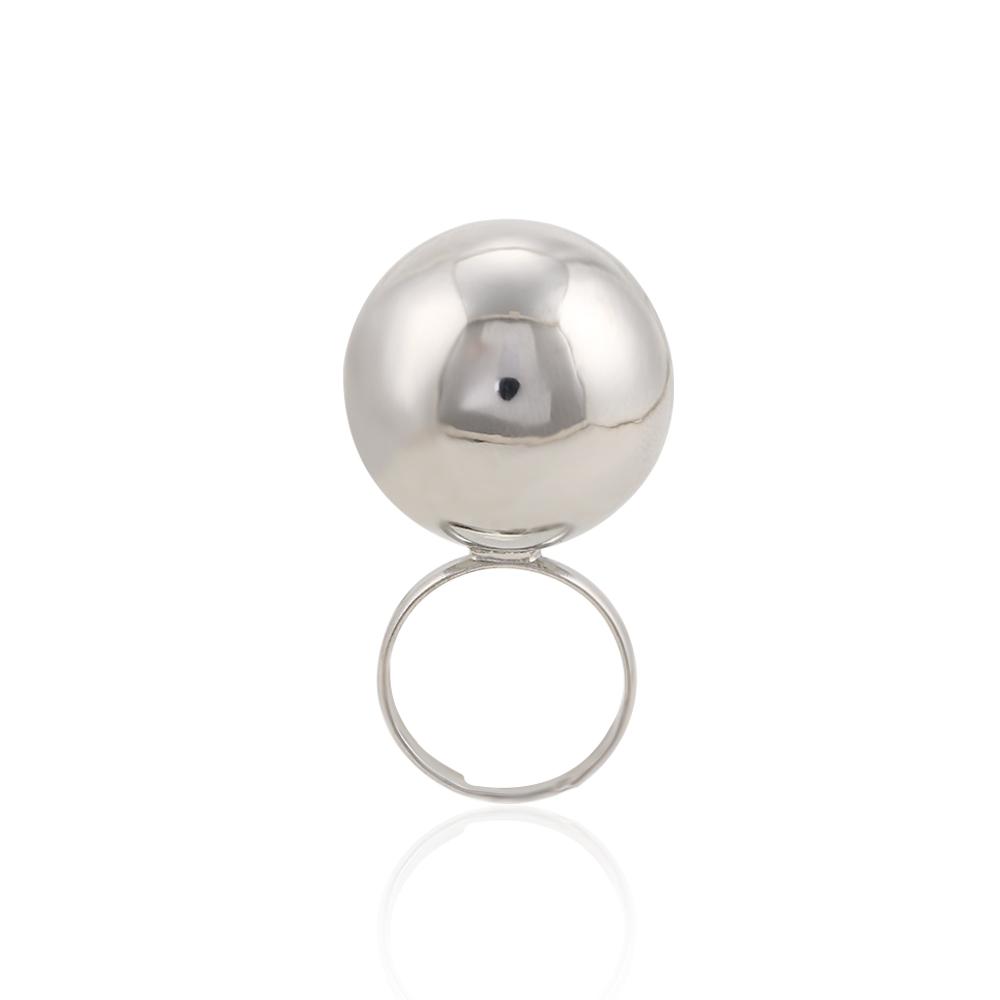 Lovely Girls Opening Jewelry Personality Women Rings Female Fashion Big Metal Balls серебряный