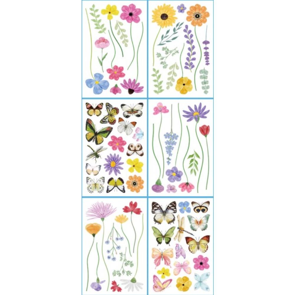 

Статичные весенние цветочные наклейки Гибкий ПВХ Набор из 6 штук