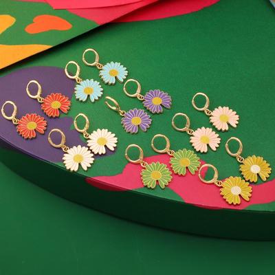 Nuevos Pendientes Florales de Margarita Retro – Accesorios para Orejas de Estilo Literario Versátil
