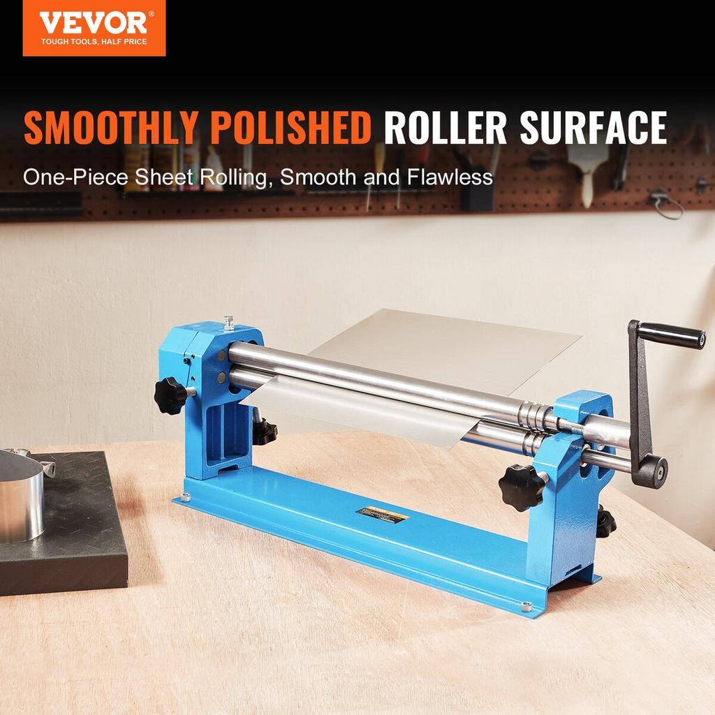 Slip Roll Machine, 610 mm Forming Width, Sheet Metal Slip Roller Rolling Bending Machine, with 2 Detachable Rollers for Low Carbon Steel Copper Sheet