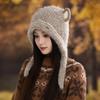 Women's Bear Ear Thermal Hat Autumn and Winter New Cold Hat Fleece Thickened Ear Protection Hat
