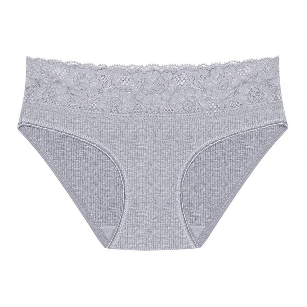 

Женские трусики однотонные с низкой талией кружевные бесшовные антисептические мягкие тонкие дышащие влагоотводящие эластичные женские трусы-боксеры S серый