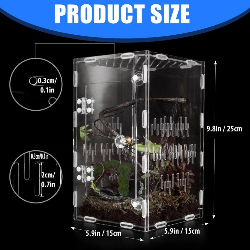 Clear Reptiles Habitat House with Clear View Airflows Easy Observation Terrariums for Pet Jumping Spiders Snake Resting