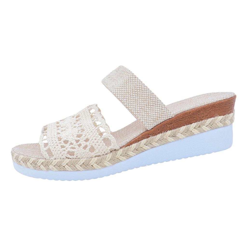 Women'S Sandals Bohemian Sandals Wedge Sandals Ethnic Sandals Openwork Wedge Two Strap Sandals Women Rubber Womens Wide Sandals