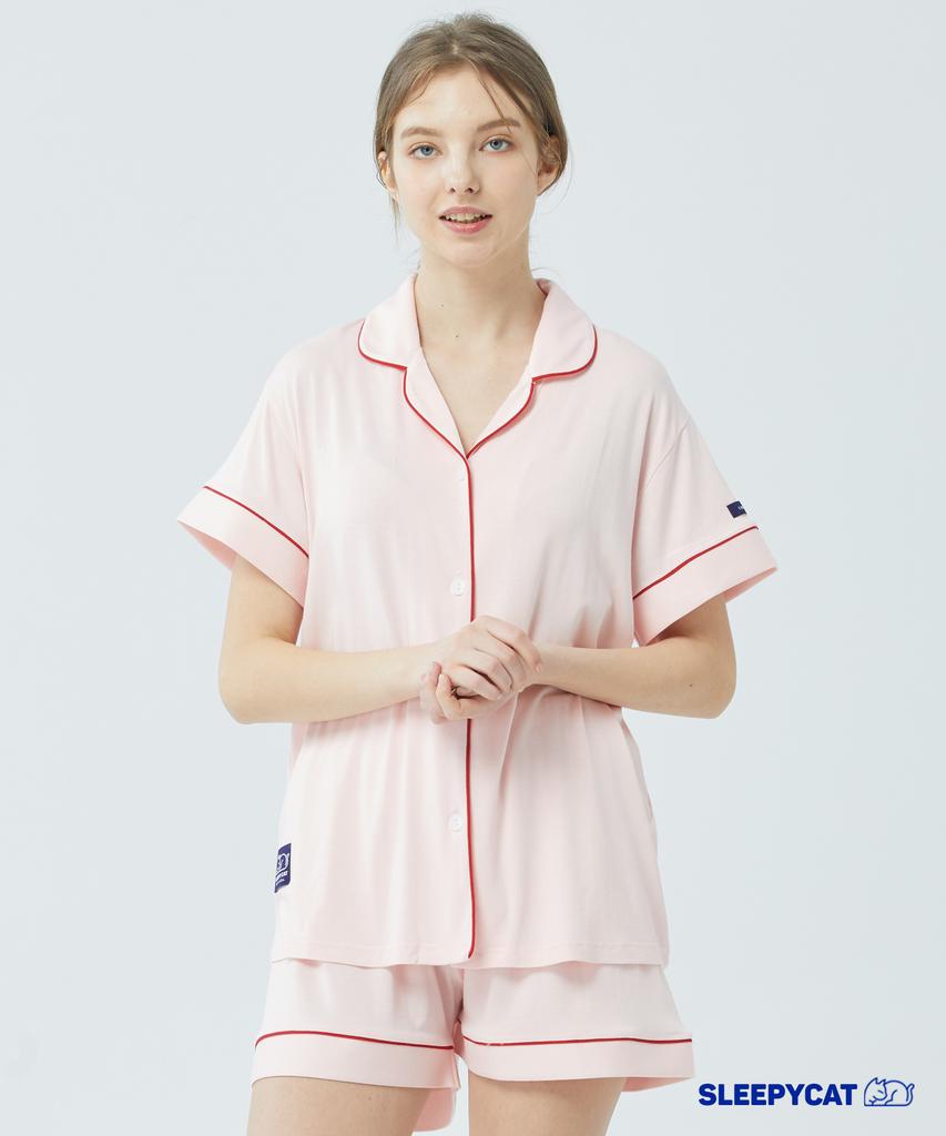 Seullipikaes Solid Spandex Short Sleeve Pajamas [Women]_3C