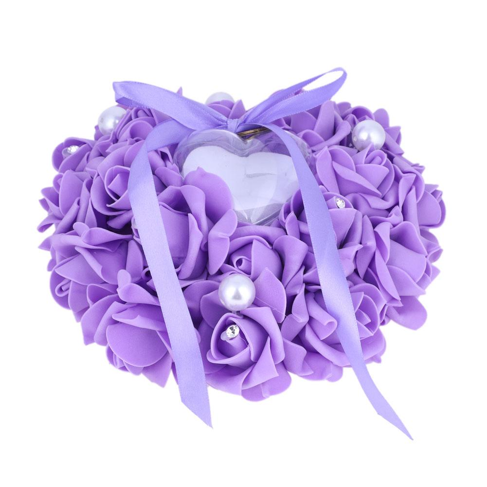 Romantic Rose Wedding Favors Heart Pearl Gift Ring Box Pillow Cushion White Red