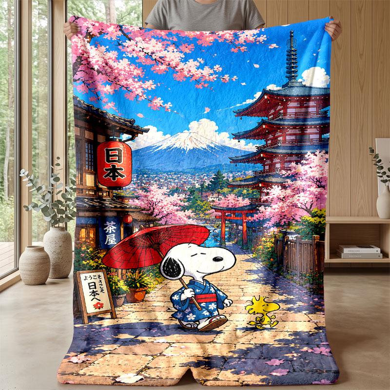 Soft Flannel Blanket Lightweight Cozy Bedroom Living Room CoverSnoopy Peanuts
