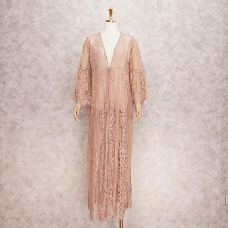 Vară Nou Bikini Dantela Acoperire Lângă Dantela Golă Cu Snur Mâneci Flare Tunica Lungă Rochie Elegantă Femei Sexy Plajă Costum de baie Cover Up