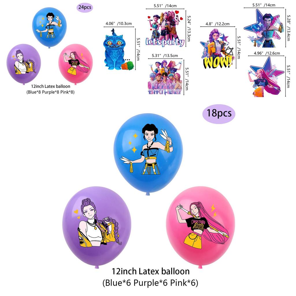 Kpop Demon Hunters Birthday Party Banner Decoration Set With Balloons And Background For Anime Fans