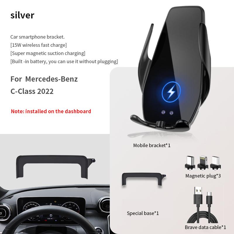 Supporto per telefono per auto per Mercedes-Benz Classe C/GLC/V 2015-2023 staffa di navigazione su schermo magnetico ricarica wireless nuova energia