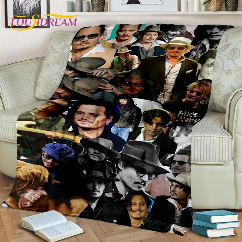 3D-Druck-Serie Johnny Depp Decke, Weiche Überwurfdecke für Zuhause Schlafzimmer Bett Sofa Picknick Reise Büro Ruheabdeckung Decke Kinder