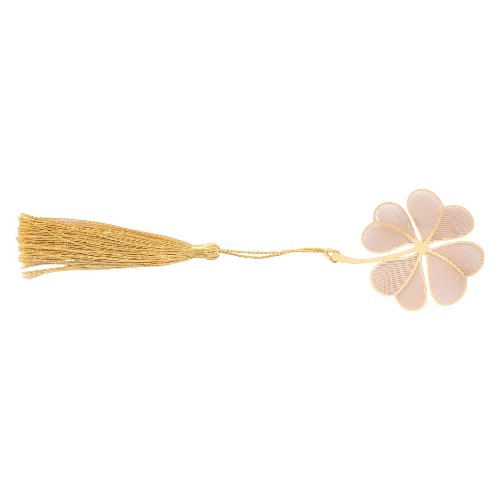 

Hollow Metal Bookmarks with Chain Handcraft Exquisite Engraving Plant Shape Vein Bookmark for Writers Book Lovers Clover