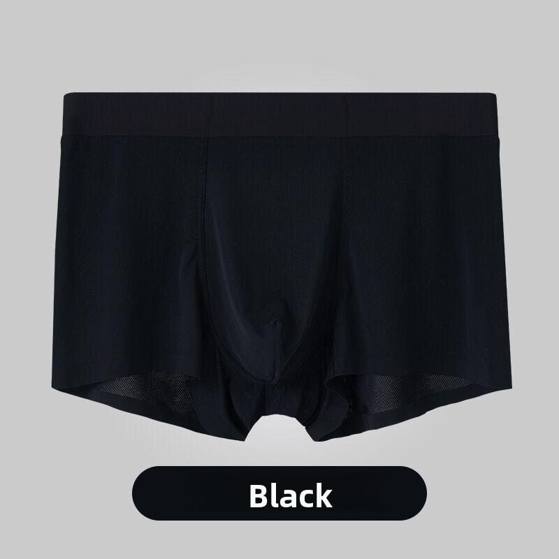 Men's Summer Thin Hollow Antibacterial Mesh Ice Silk No Trace Transparent Flat Angle Underwear