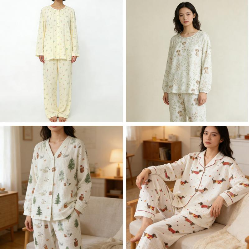 Reiner Baumwolle Weicher Doppellagiger Kreppstoff Kleinblumig Bedruckt zum Nähen von Pyjamas Hauskleidung Decken Handgemachte DIY Stoffe