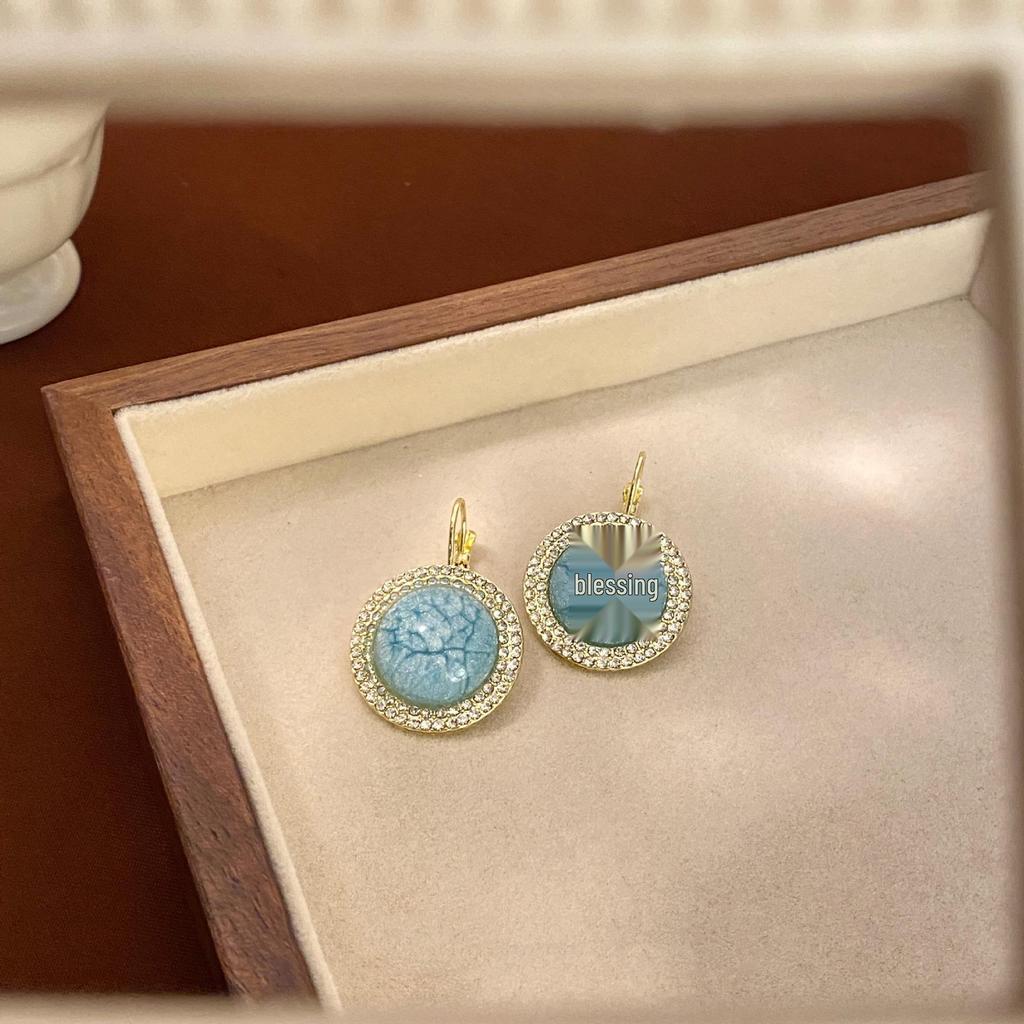 Retro Grüne Gebrochene Strass-Steckohrringe für Damen - Einzigartiges Französisches Design, Schlicht und doch Elegant