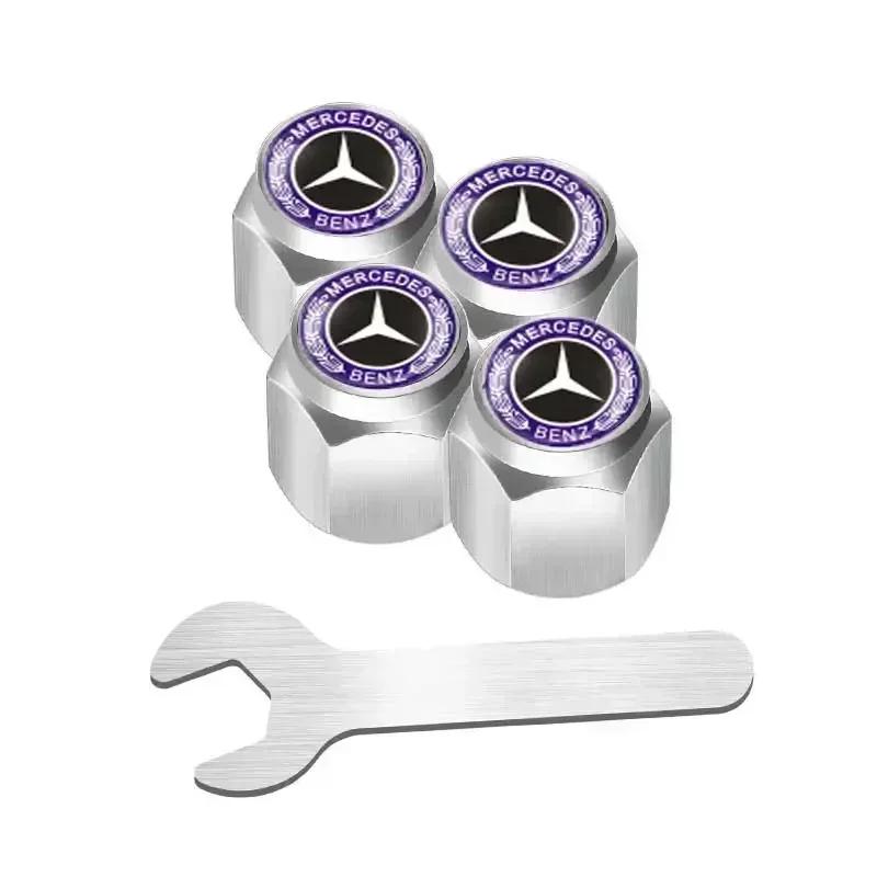 C200 E200 New 2025 For Mercedes Benz 4pcs Alloy Car Wheel Stem Air Valve Cap Tire Dust Cover Accessory For Mercedes Benz W222 W2