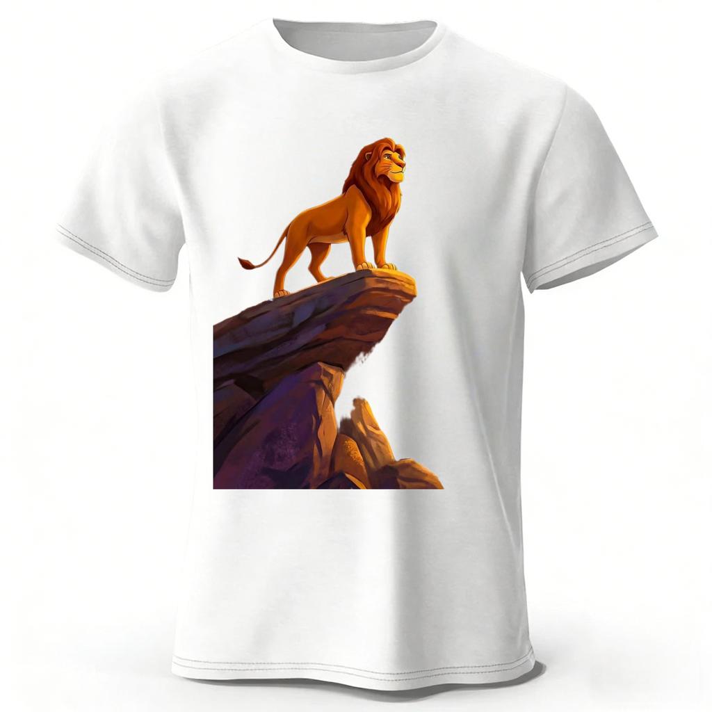 Durable Lion King Simba Highquality Pure Cotton Tshirt for Men Daily Leisure Running Fitness Short Sleeved Quick Drying Design