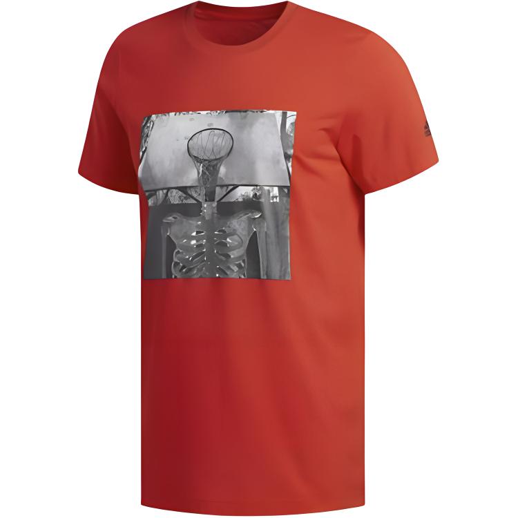 Adidas T Shirts Men s Red Crew Neck Moderate Straight Fit DX0322- L
