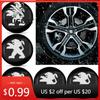 Car Sticker 4pcs Metal Car Wheel Hub Cap Sticker Decals For Peugeot 408 4008 308 3008 Rifter 5008 508 2008 208 301 RCZ 407 108 8