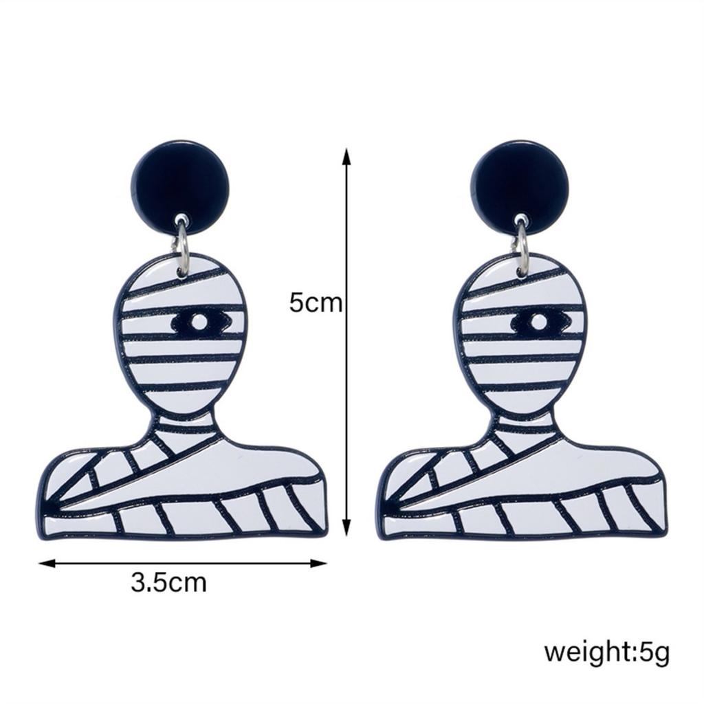 Halloween Acrylic Mummy Earrings Exaggerated and Funny European and American Women's Earrings