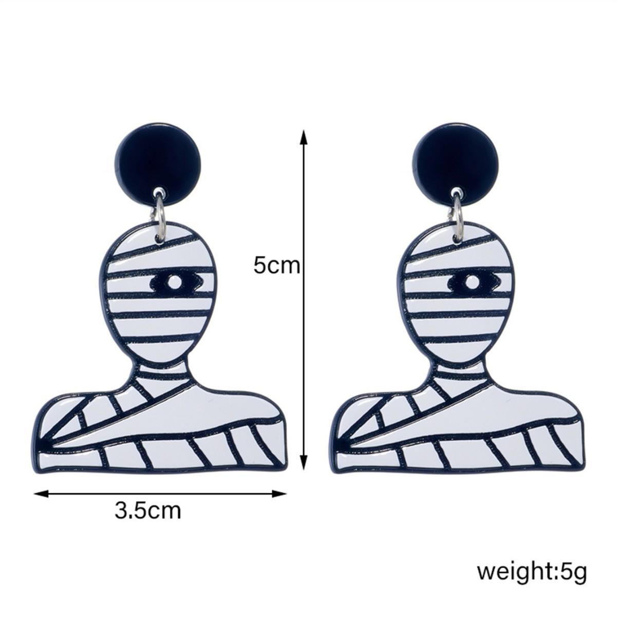 

Хэллоуин акриловые серьги-мумии преувеличенные и забавные европейские и американские женские серьги белый