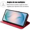 Coque pour Samsung Galaxy S26 Ultra, Protection Rabat Anti-Rayures Antichoc Synthécuir Rouge