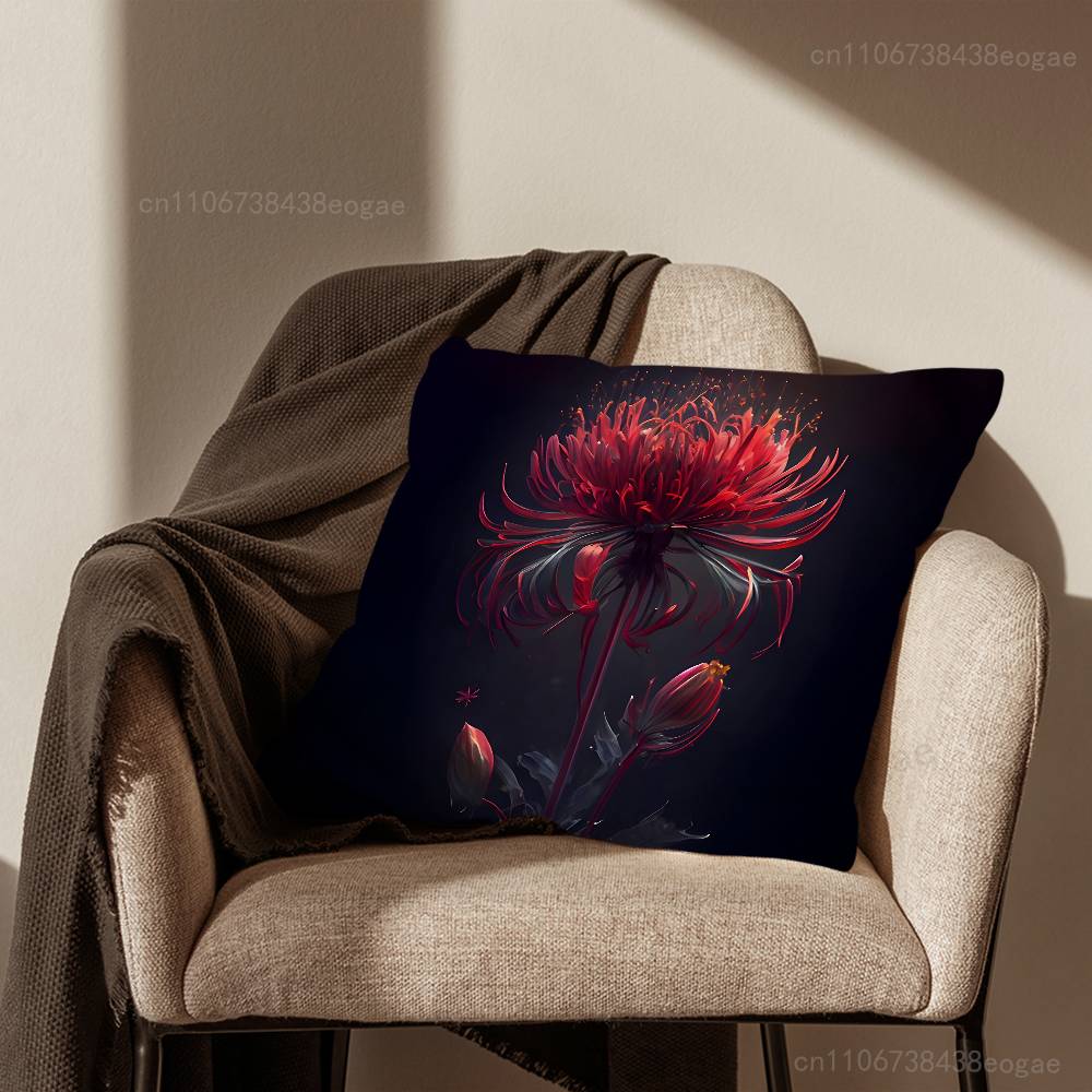 Red Spider Lily Throw Pillow Case For 45x45cm,55x55cm,30x30cm For Home Bedroom Decoration And Protector