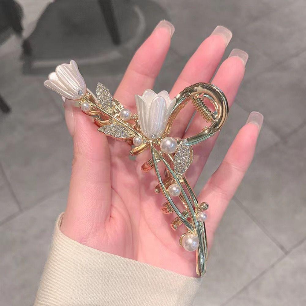 

Ретро Акула Клип Женский Тюльпан Цветок Заколка для волос Зажим для захвата когтей