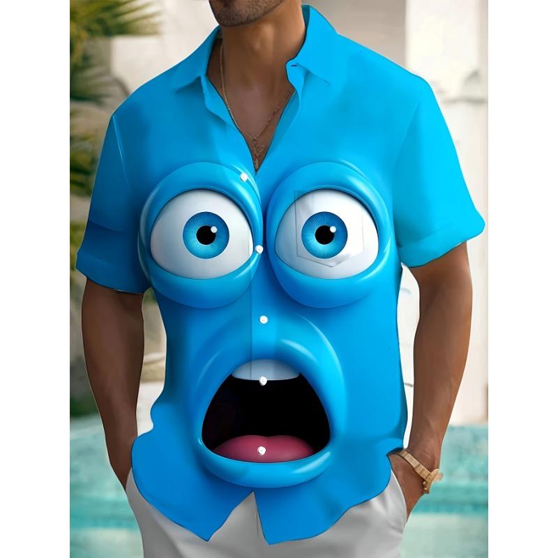 

Мужская гавайская рубашка с коротким рукавом на пуговицах с веселым мультяшным принтом XS